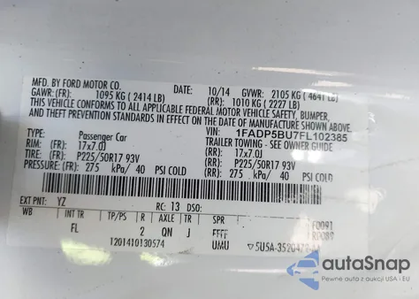 2015 Ford C-Max Hybrid Sel from USA, damaged, VIN 1FADP5BU7FL102385